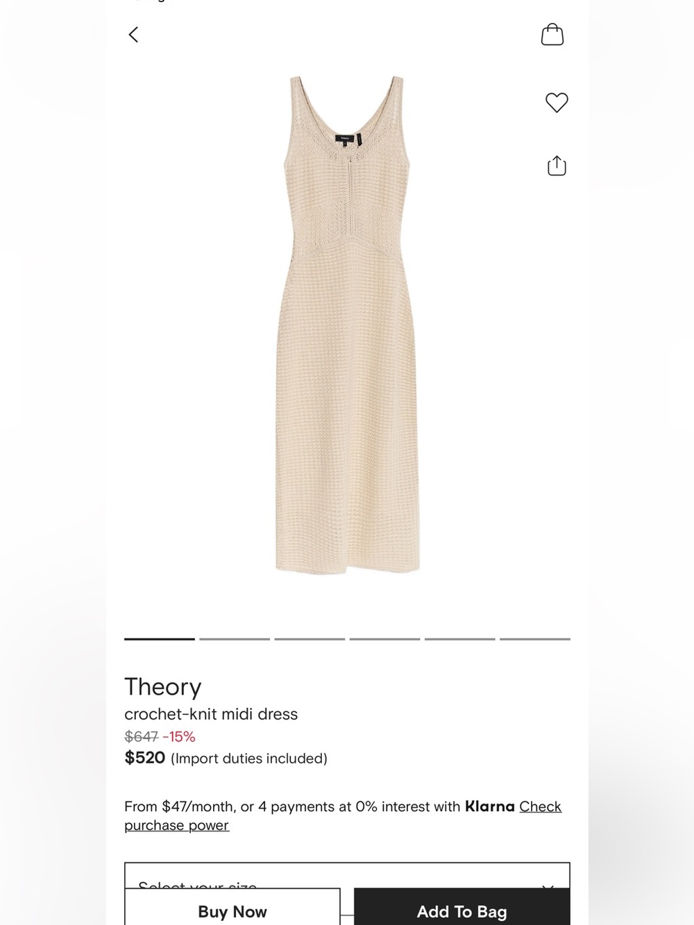 Theory Beige Knit Midi cotton Dress NWT - Picture 4 of 8